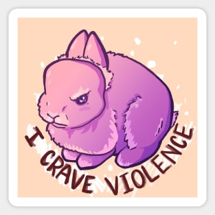 Murder Bun - I crave violence - cute pink bunny design Sticker